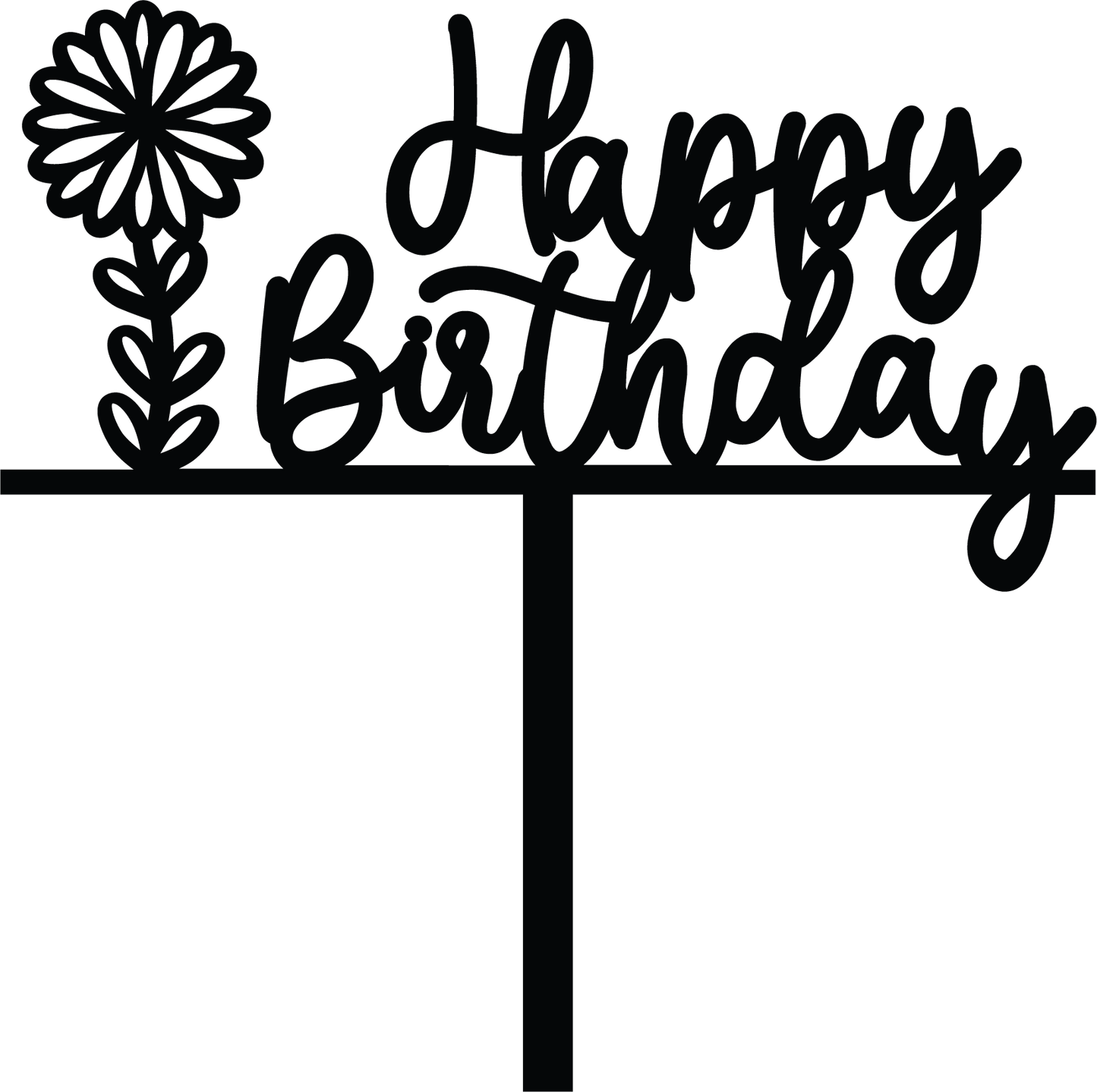 Happy Birthday Cake Topper Floral Design 4