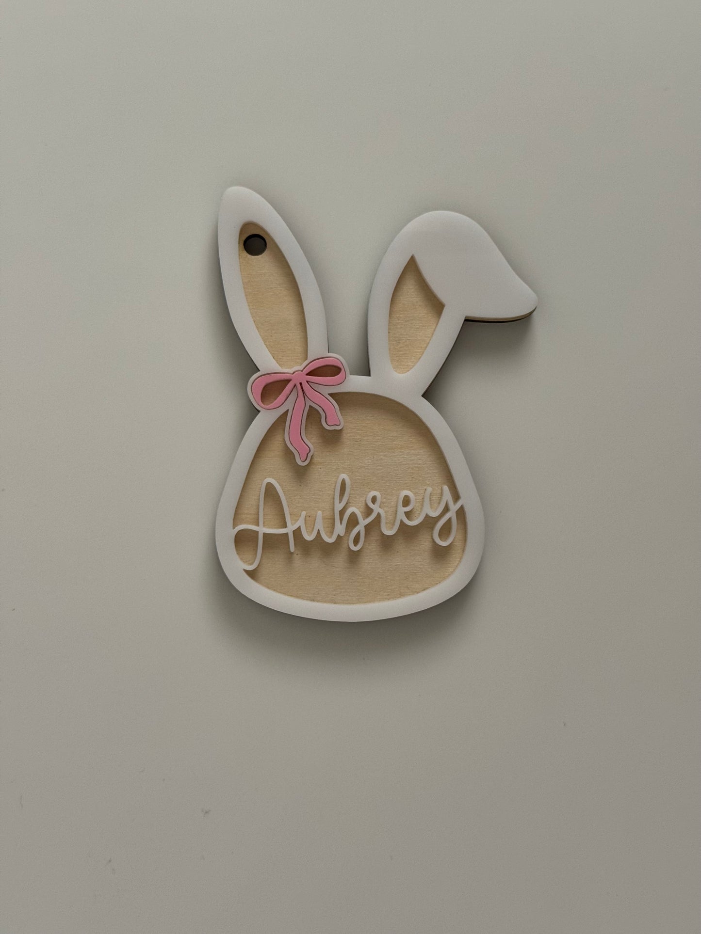 Personalized Bunny Easter Basket Tag with Bow