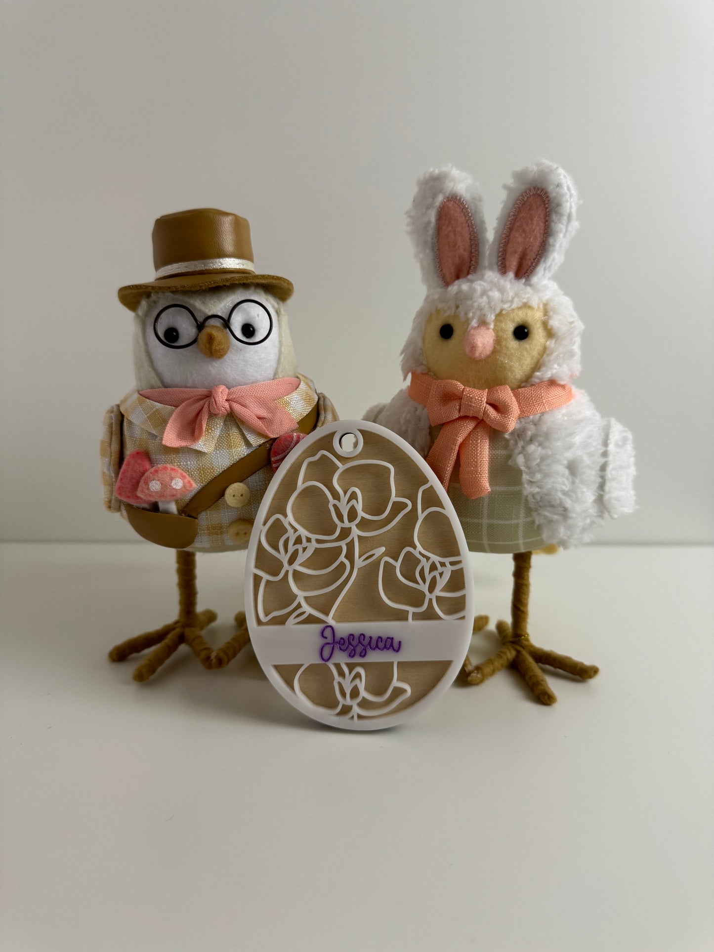 Personalized Egg Easter Basket Tag - Rose Design