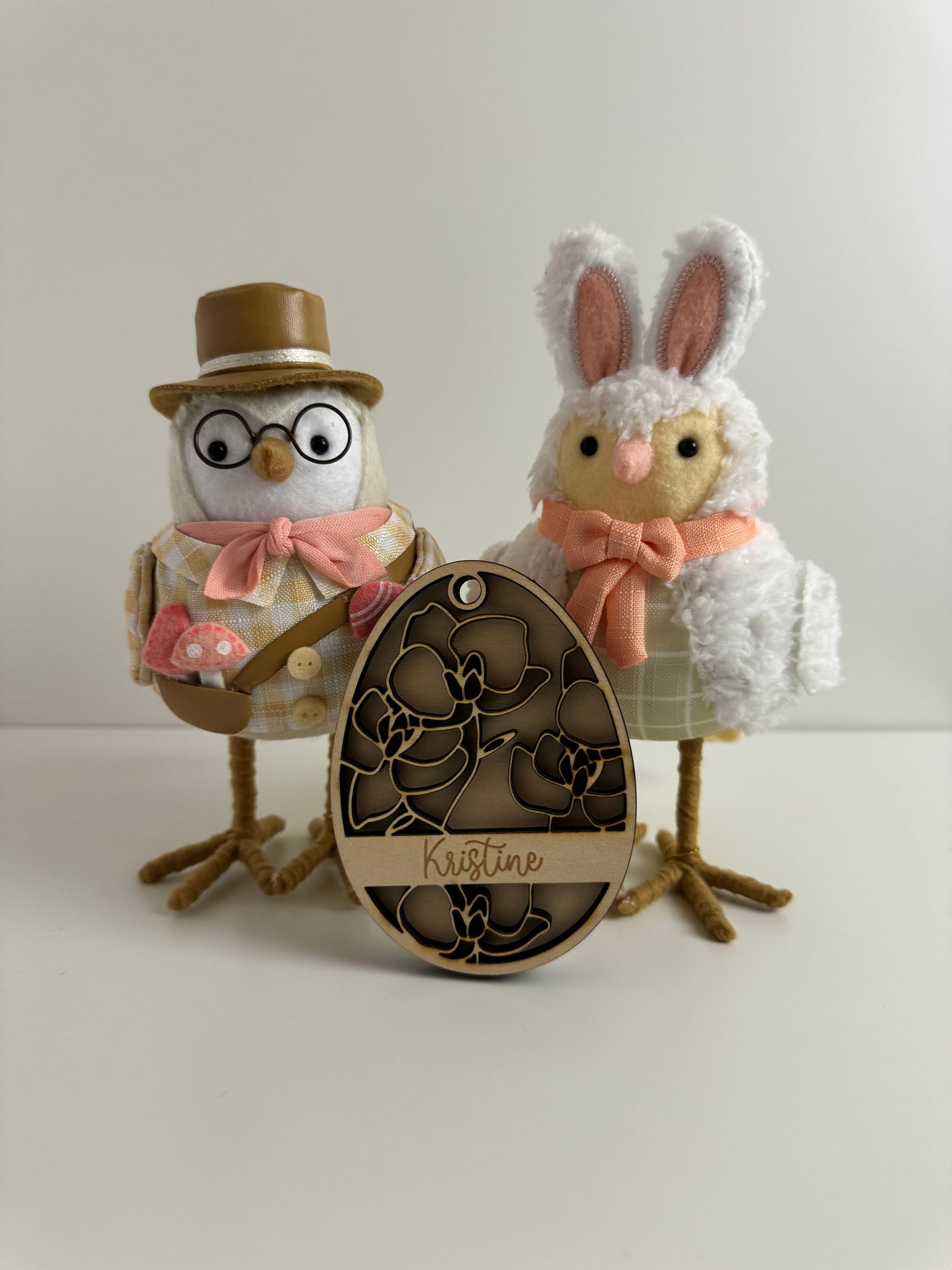 Personalized Egg Easter Basket Tag - Rose Design