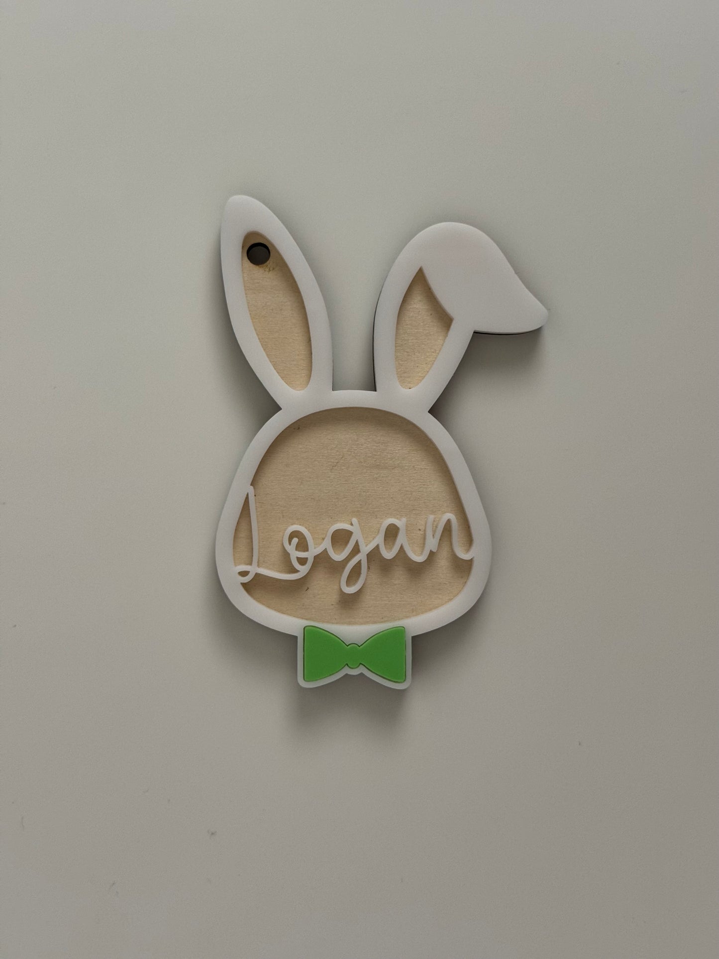 Personalized Bunny Easter Basket Tag with Bowtie