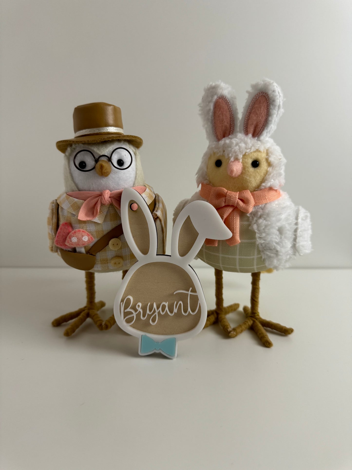 Personalized Bunny Easter Basket Tag with Bowtie