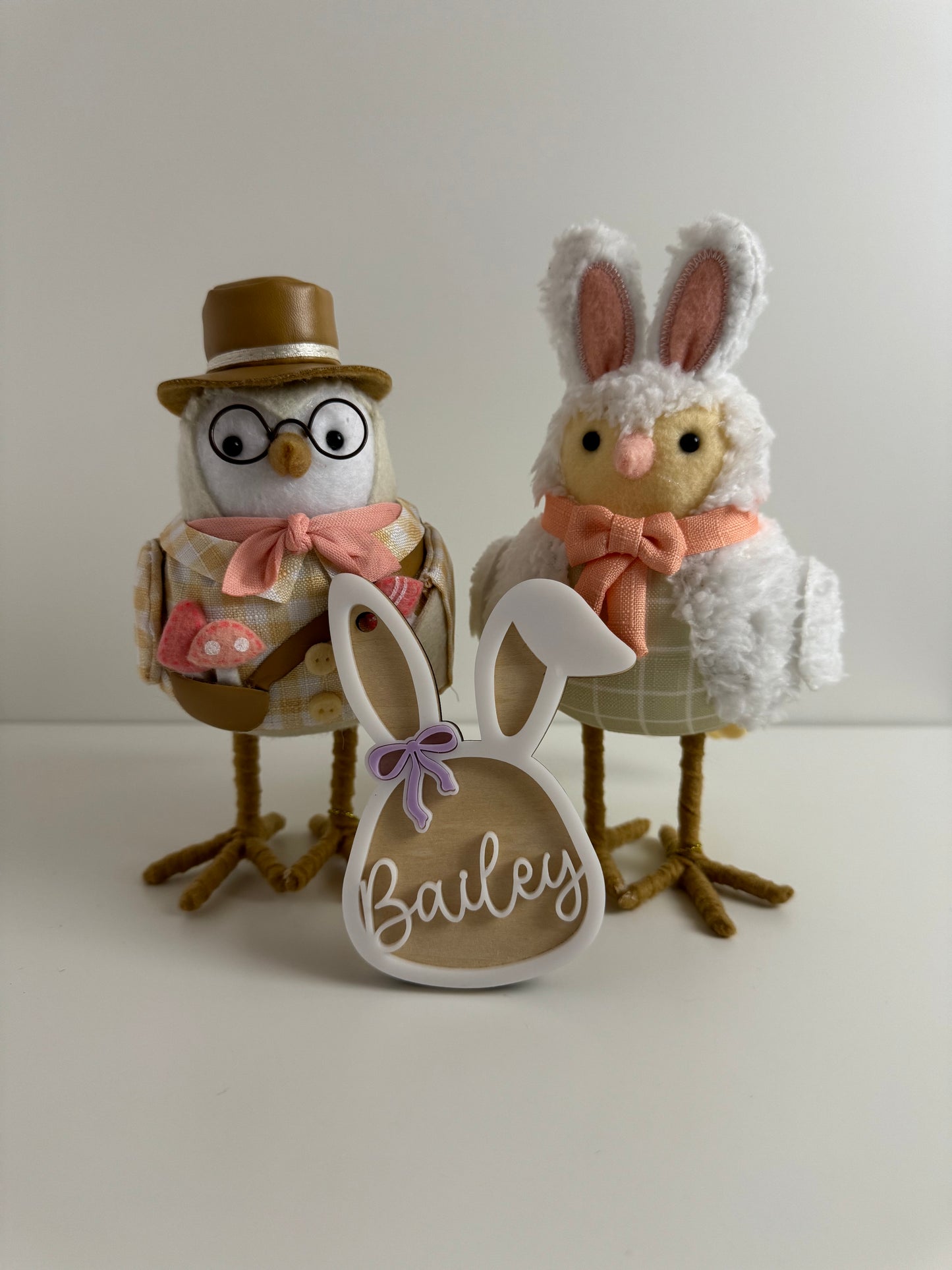 Personalized Bunny Easter Basket Tag with Bow