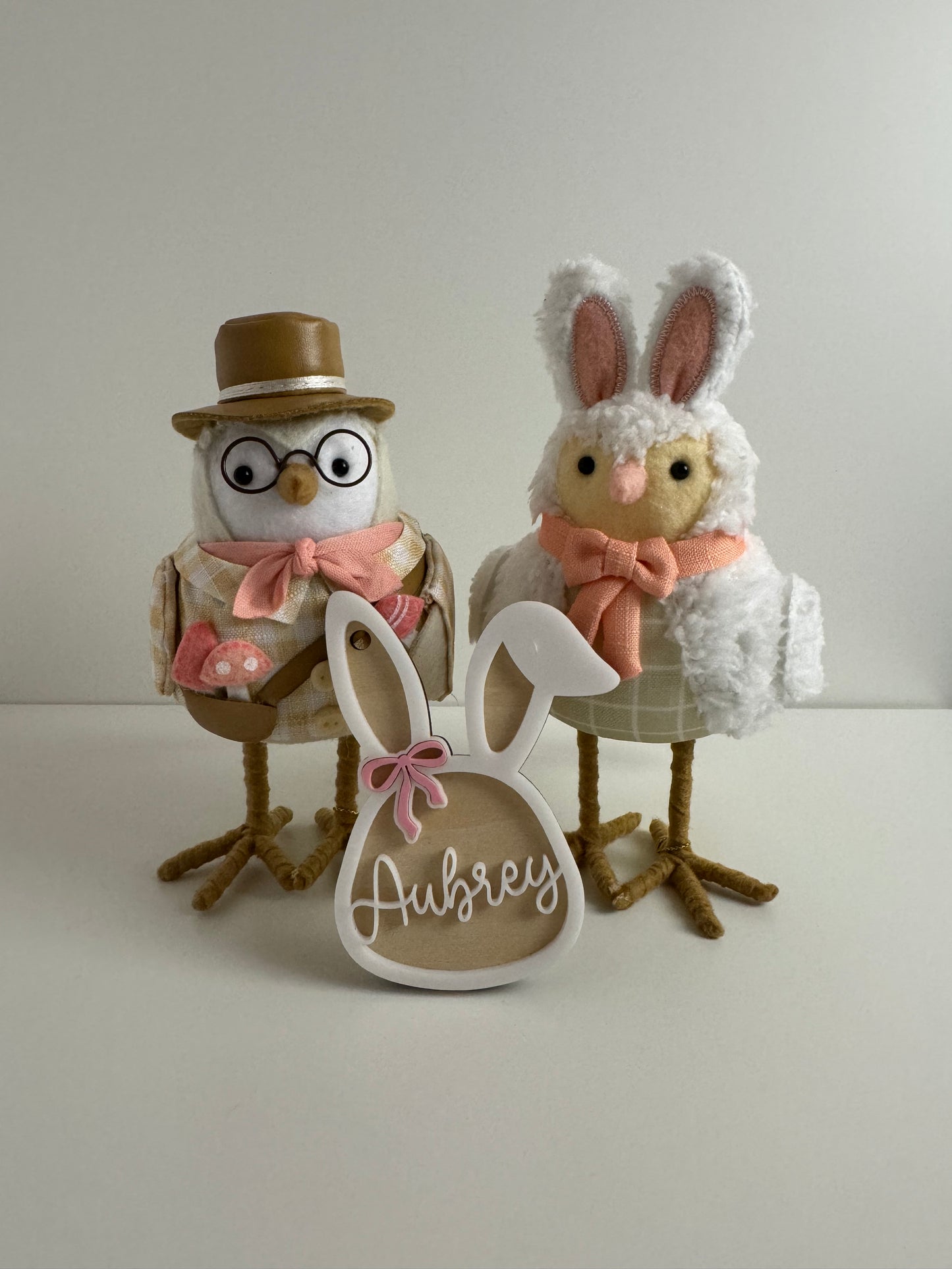 Personalized Bunny Easter Basket Tag with Bow