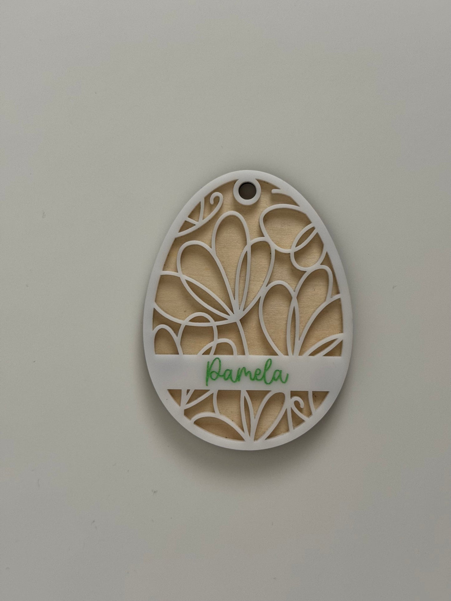 Personalized Egg Easter Basket Tag - Tulip Design