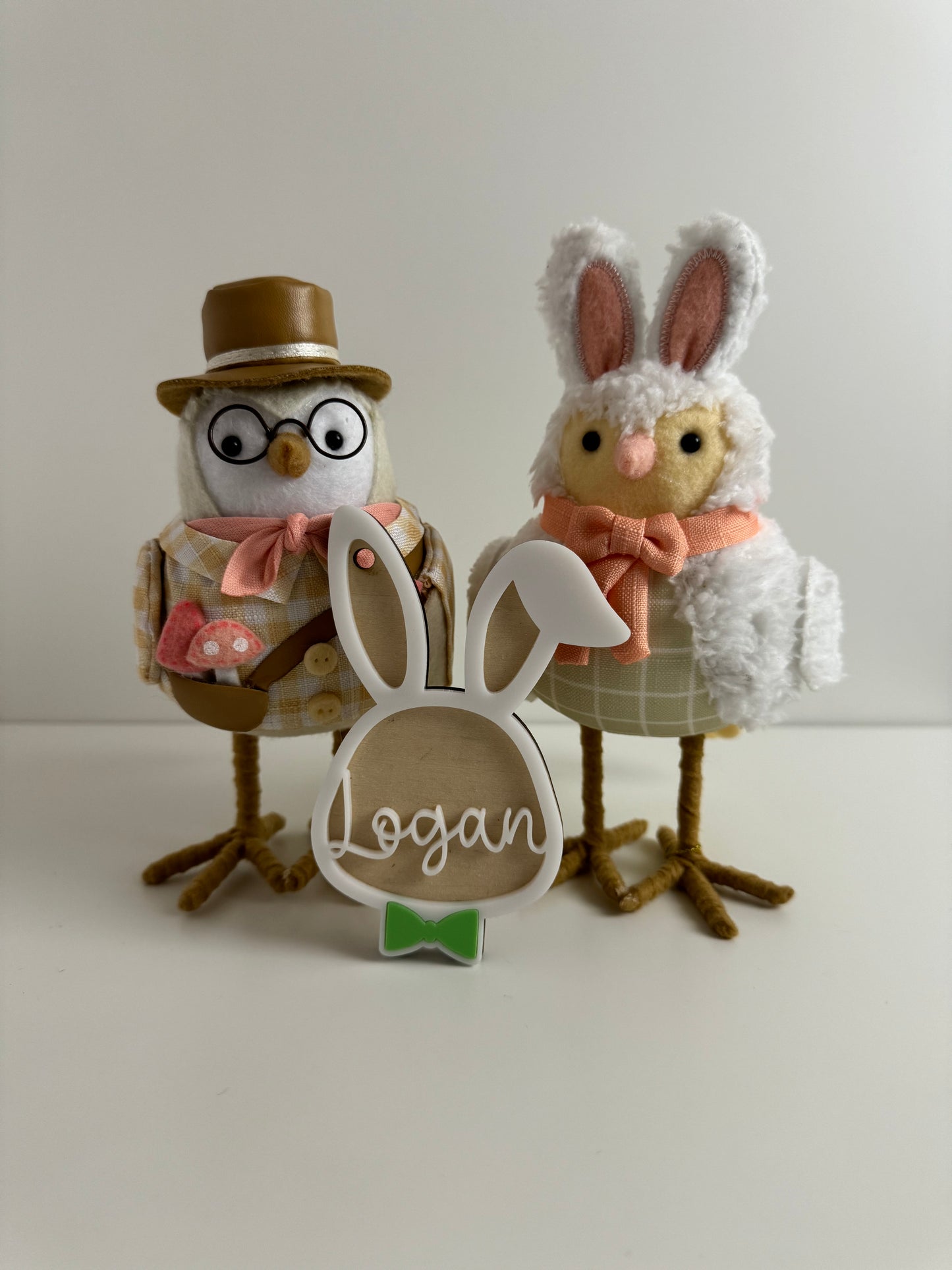 Personalized Bunny Easter Basket Tag with Bowtie